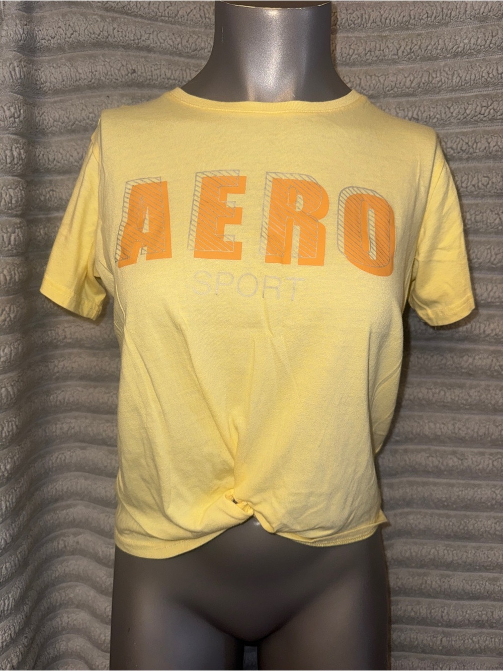 Aeropostale A87 Sport Yellow Tie-Front Graphic Tee Y2K Size S